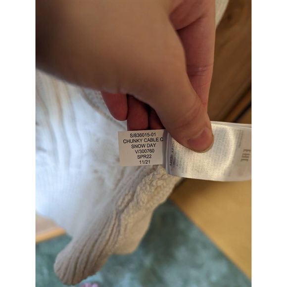 Banana Republic Chunky Knit Cardigan Open Front Neutral 100% Cotton White XS - Picture 7 of 8